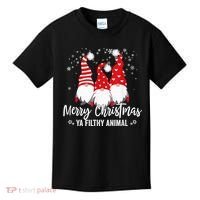 Merry Christmas Ya Filthy Animals Funny Christmas Gnome Kids T-Shirt thumb 0