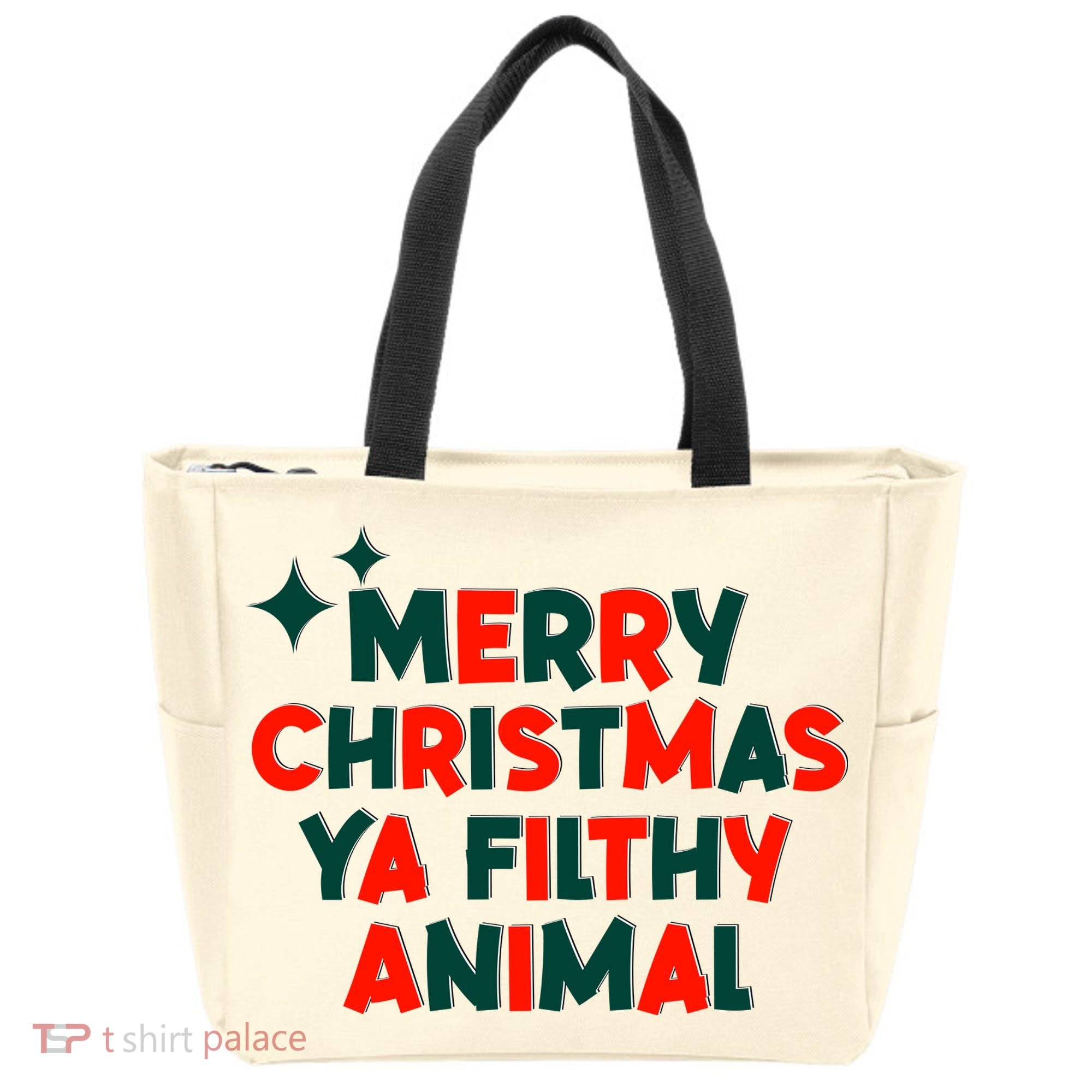 Merry Christmas Ya Filthy Animals Funny Christmas Tote Bag