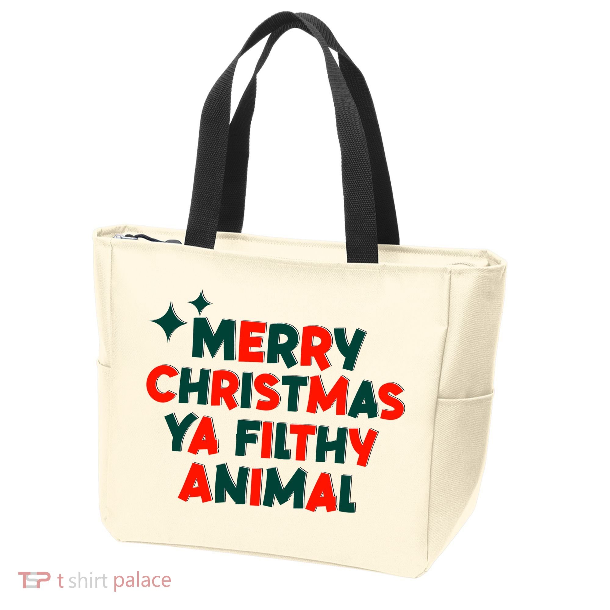 Merry Christmas Ya Filthy Animals Funny Christmas Tote Bag