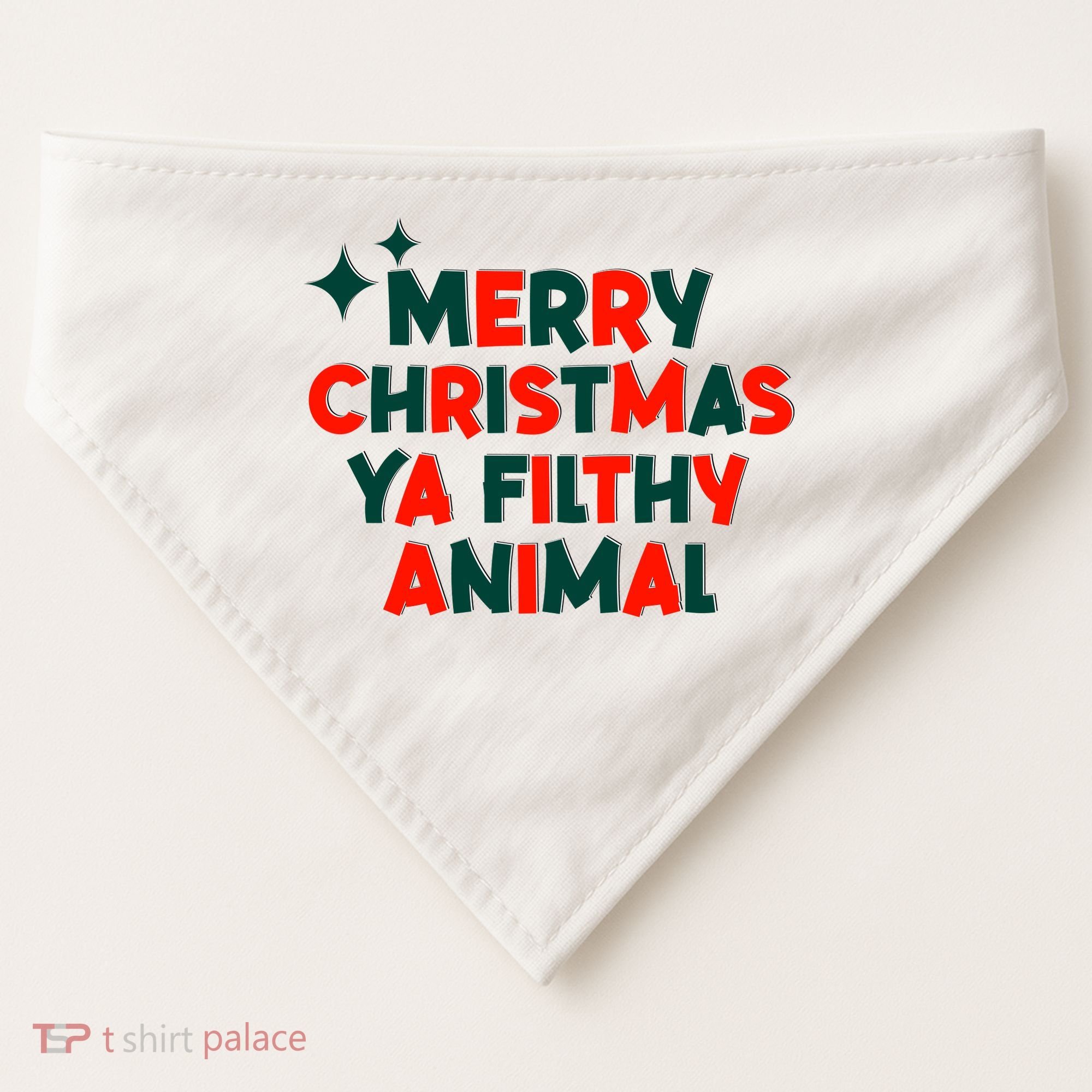 Merry Christmas Ya Filthy Animals Funny Christmas USA-Made Doggie Bandana