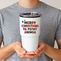 Merry Christmas Ya Filthy Animals Funny Christmas Tumbler thumb 2