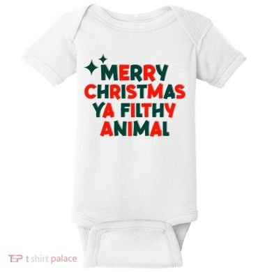 Merry Christmas Ya Filthy Animals Funny Christmas Baby Bodysuit