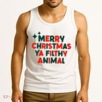 Merry Christmas Ya Filthy Animals Funny Christmas Tank Top thumb 3