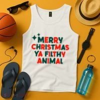 Merry Christmas Ya Filthy Animals Funny Christmas Tank Top thumb 4