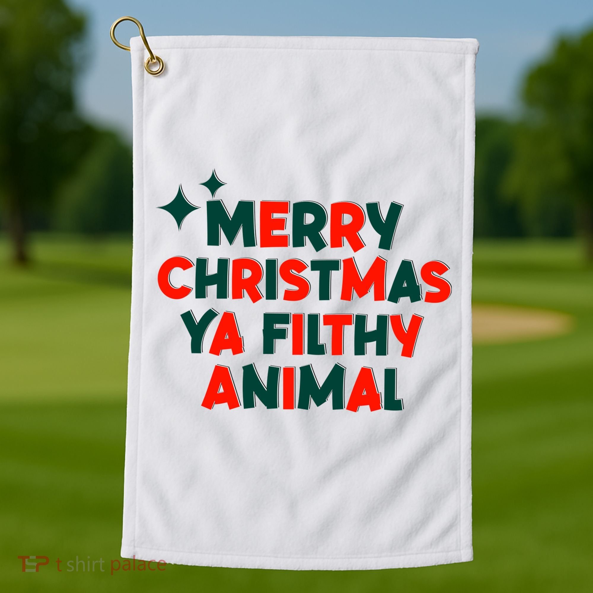 Merry Christmas Ya Filthy Animals Funny Christmas Golf Towel