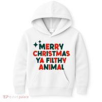 Merry Christmas Ya Filthy Animals Funny Christmas Kids Hoodie thumb 0