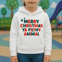 Merry Christmas Ya Filthy Animals Funny Christmas Kids Hoodie thumb 3
