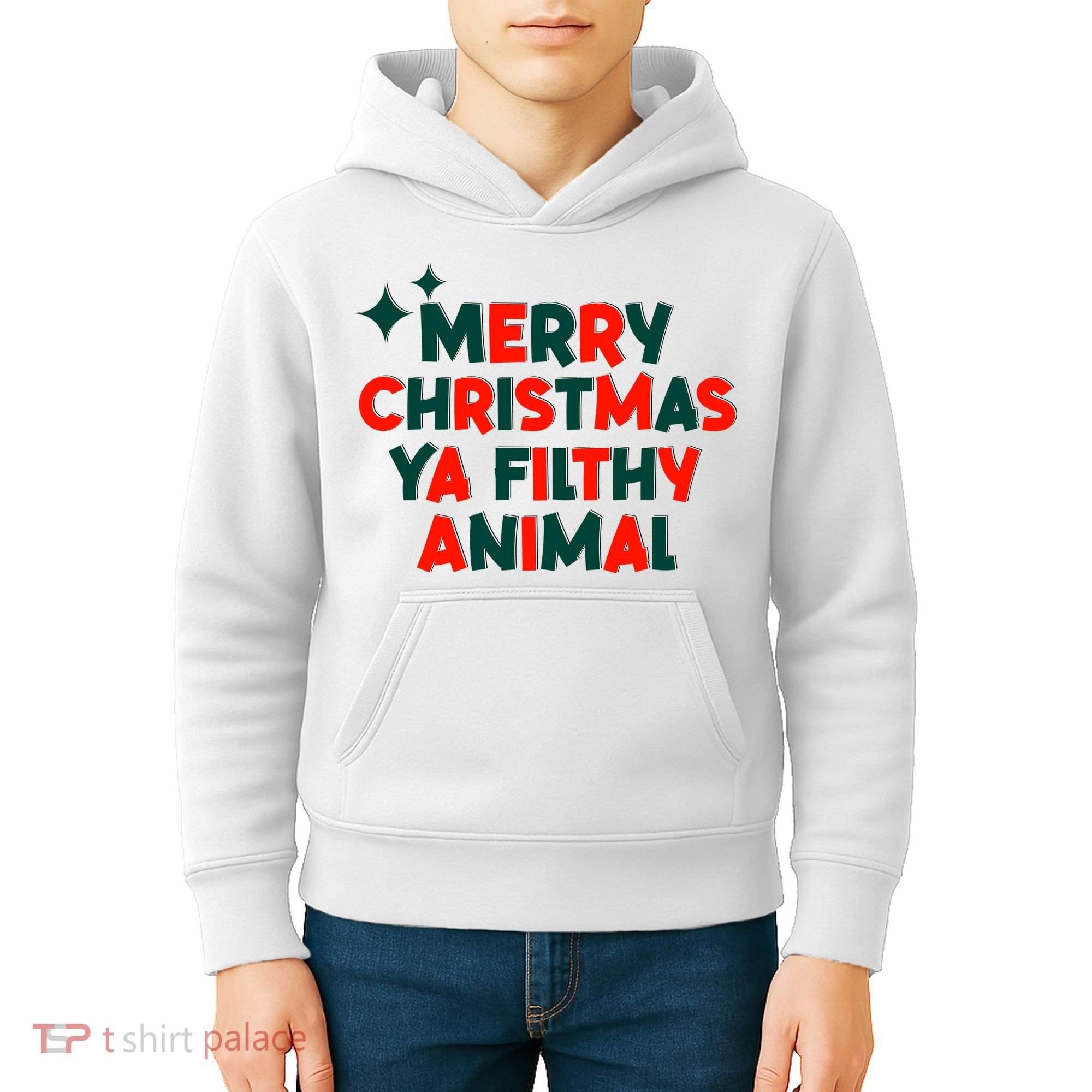 Merry Christmas Ya Filthy Animals Funny Christmas Kids Hoodie