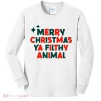 Merry Christmas Ya Filthy Animals Funny Christmas Kids Long Sleeve Shirt thumb 0