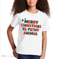 Merry Christmas Ya Filthy Animals Funny Christmas Kids T-Shirt thumb 2