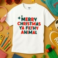 Merry Christmas Ya Filthy Animals Funny Christmas Kids T-Shirt thumb 3