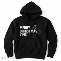 Merry Christmas Yinz With Pittsburgh Christmas Trees Funny Hoodie thumb 0