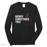 Merry Christmas Yinz With Pittsburgh Christmas Trees Funny Long Sleeve Shirt thumb 0