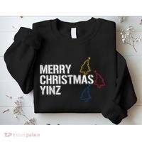 Merry Christmas Yinz With Pittsburgh Christmas Trees Funny Sweatshirt thumb 2