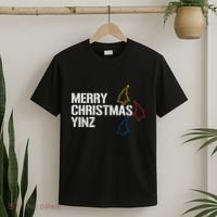 Merry Christmas Yinz With Pittsburgh Christmas Trees Funny T-Shirt thumb 2