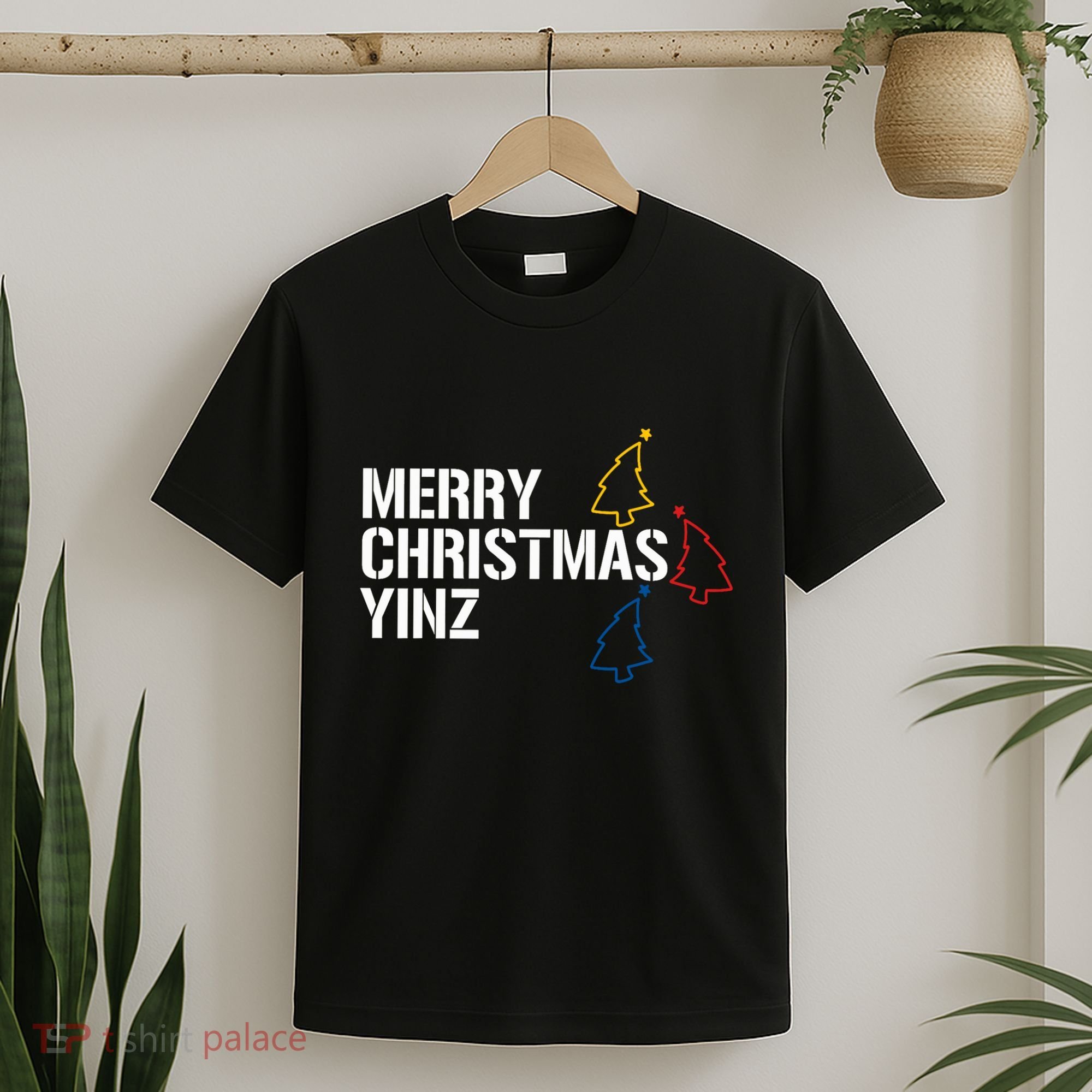 Merry Christmas Yinz With Pittsburgh Christmas Trees Funny T-Shirt