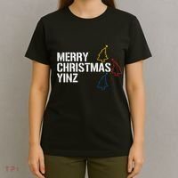 Merry Christmas Yinz With Pittsburgh Christmas Trees Funny T-Shirt thumb 4