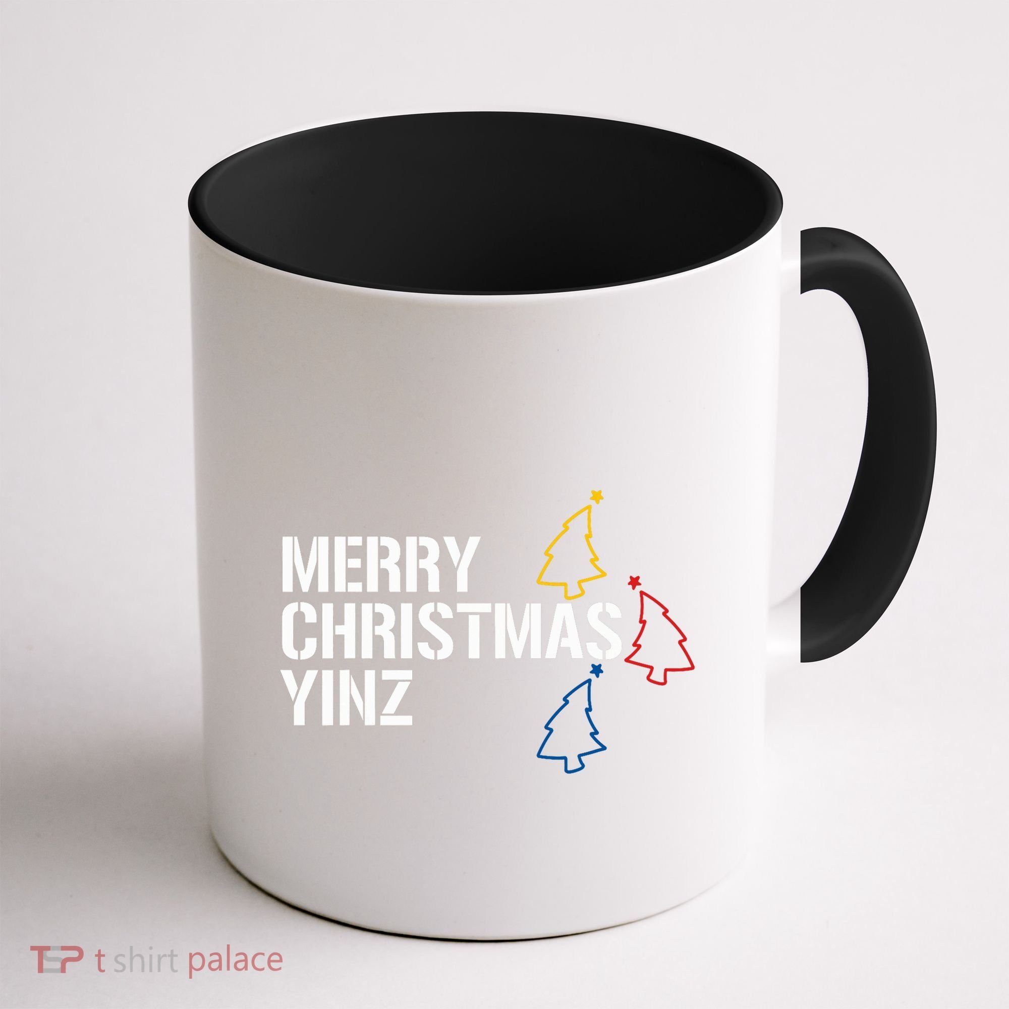 Merry Christmas Yinz With Pittsburgh Christmas Trees Funny Coffee Mug