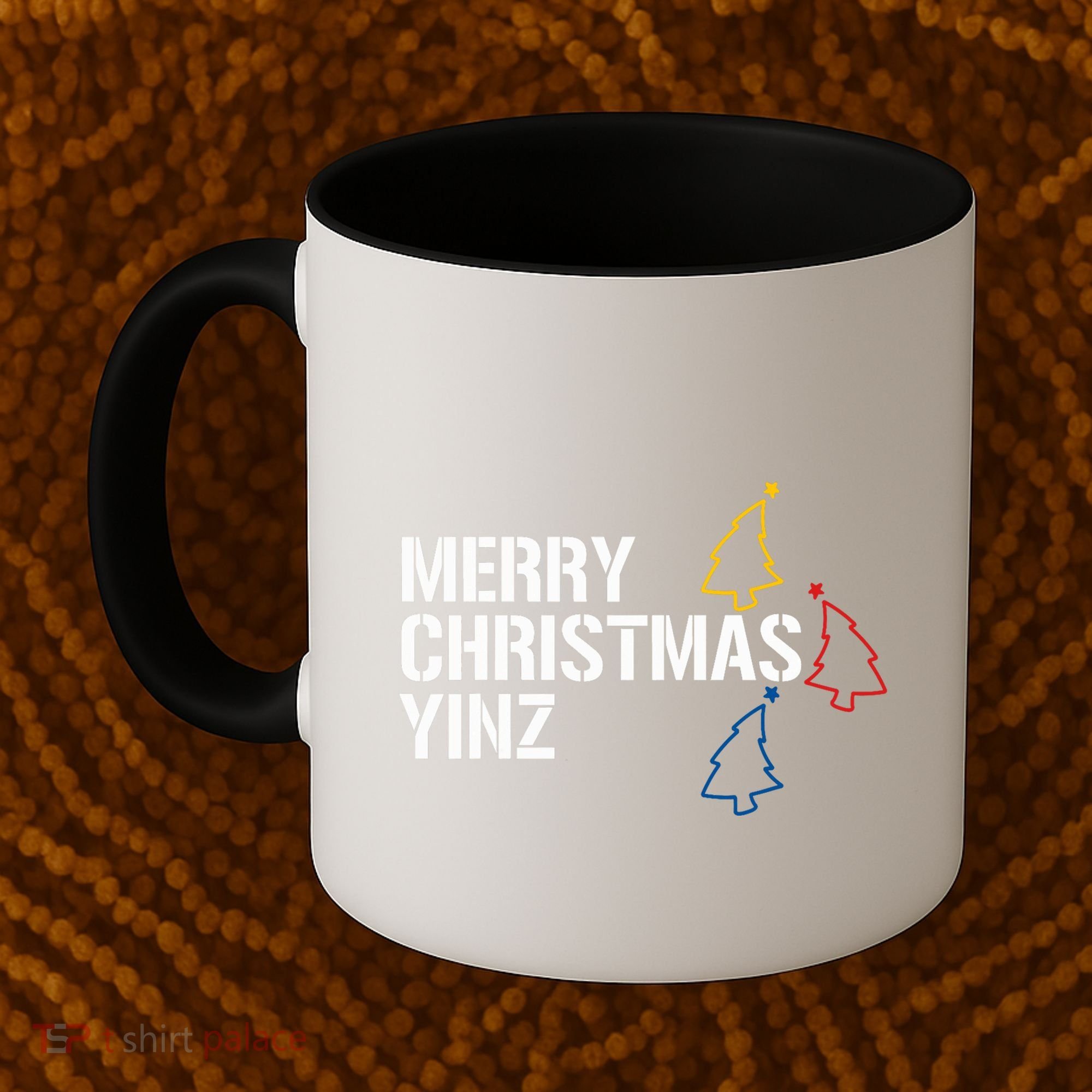 Merry Christmas Yinz With Pittsburgh Christmas Trees Funny Coffee Mug