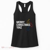 Merry Christmas Yinz With Pittsburgh Christmas Trees Funny Women's Tank Top thumb 0