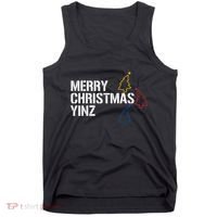 Merry Christmas Yinz With Pittsburgh Christmas Trees Funny Tank Top thumb 0