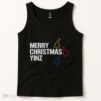 Merry Christmas Yinz With Pittsburgh Christmas Trees Funny Tank Top thumb 2