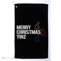 Merry Christmas Yinz With Pittsburgh Christmas Trees Funny Golf Towel thumb 0