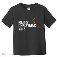 Merry Christmas Yinz With Pittsburgh Christmas Trees Funny Toddler T-Shirt thumb 0