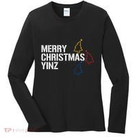 Merry Christmas Yinz With Pittsburgh Christmas Trees Funny Women's Long Sleeve Shirt thumb 0