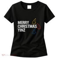 Merry Christmas Yinz With Pittsburgh Christmas Trees Funny Women's T-Shirt thumb 0