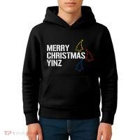 Merry Christmas Yinz With Pittsburgh Christmas Trees Funny Kids Hoodie thumb 4