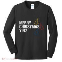 Merry Christmas Yinz With Pittsburgh Christmas Trees Funny Kids Long Sleeve Shirt thumb 0