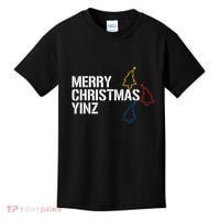 Merry Christmas Yinz With Pittsburgh Christmas Trees Funny Kids T-Shirt thumb 0