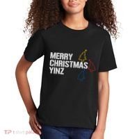 Merry Christmas Yinz With Pittsburgh Christmas Trees Funny Kids T-Shirt thumb 2