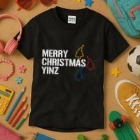 Merry Christmas Yinz With Pittsburgh Christmas Trees Funny Kids T-Shirt thumb 3