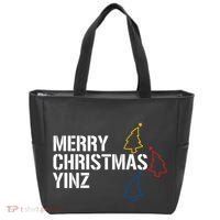 Merry Christmas Yinz With Pittsburgh Christmas Trees Funny Tote Bag thumb 0