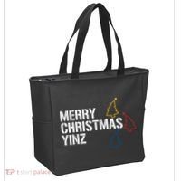 Merry Christmas Yinz With Pittsburgh Christmas Trees Funny Tote Bag thumb 2