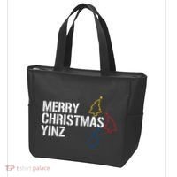Merry Christmas Yinz With Pittsburgh Christmas Trees Funny Tote Bag thumb 3