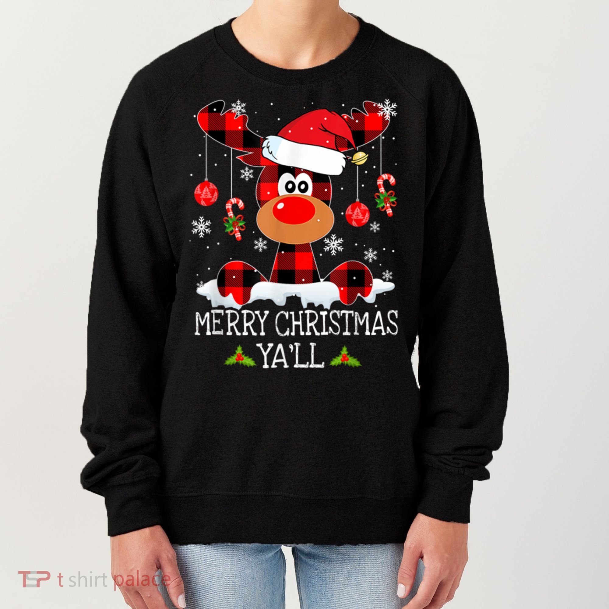 Merry Christmas Ya'll Cute Reindeer Women's Sweatshirt