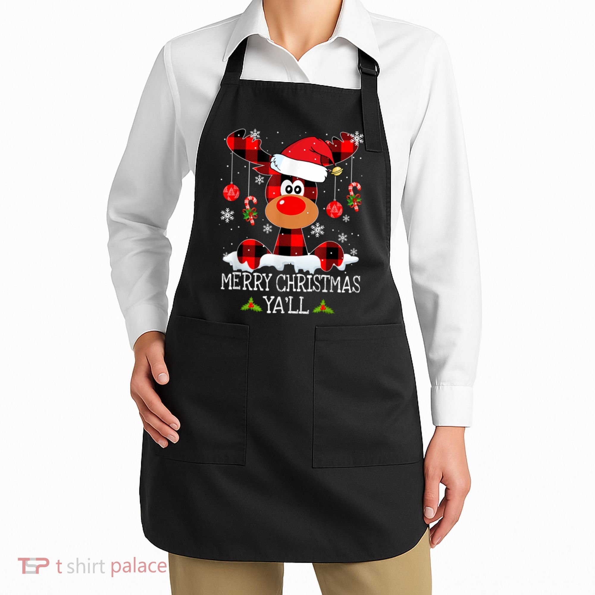 Merry Christmas Ya'll Cute Reindeer Apron