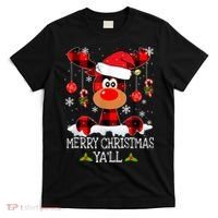 Merry Christmas Ya'll Cute Reindeer T-Shirt thumb 0