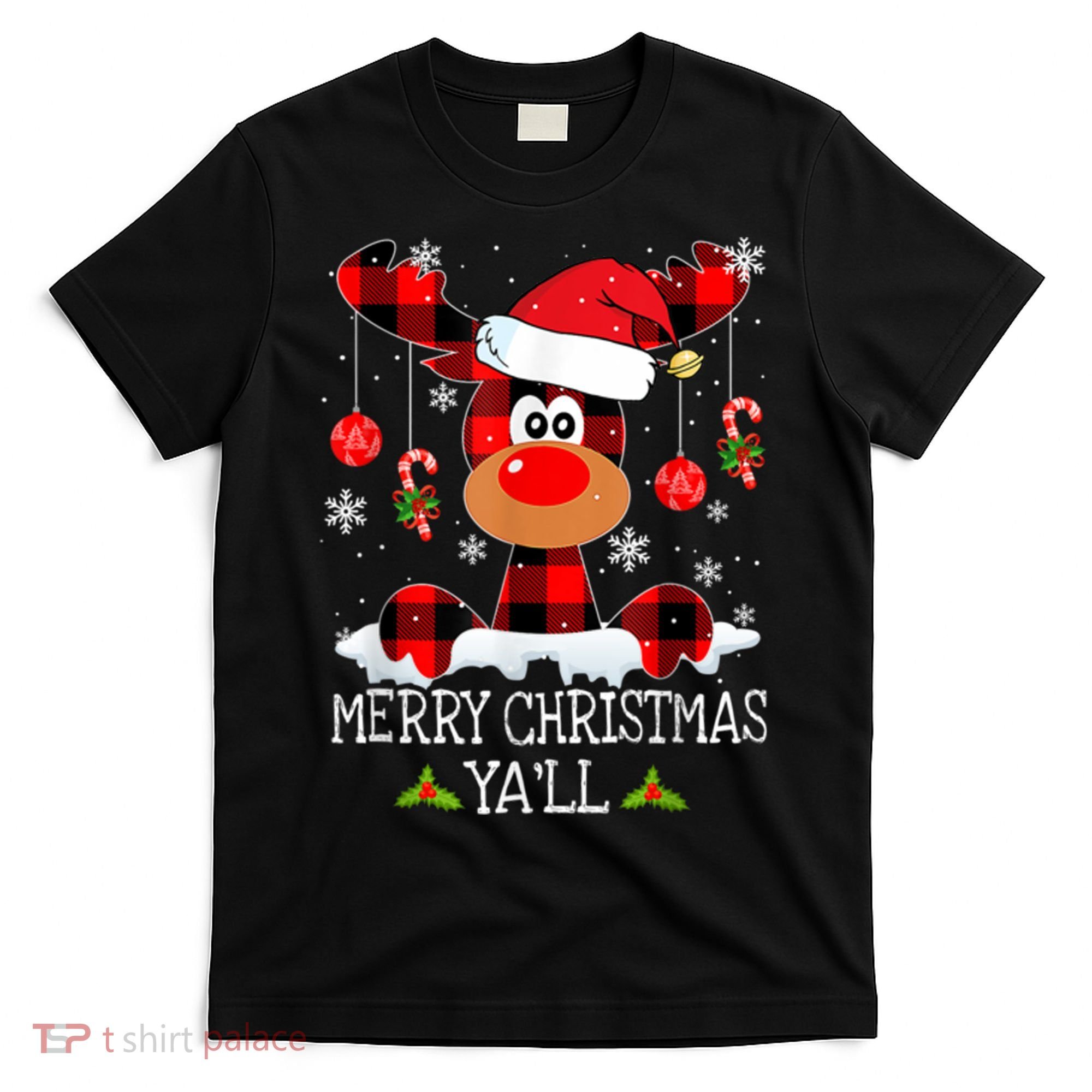 Merry Christmas Ya'll Cute Reindeer T-Shirt