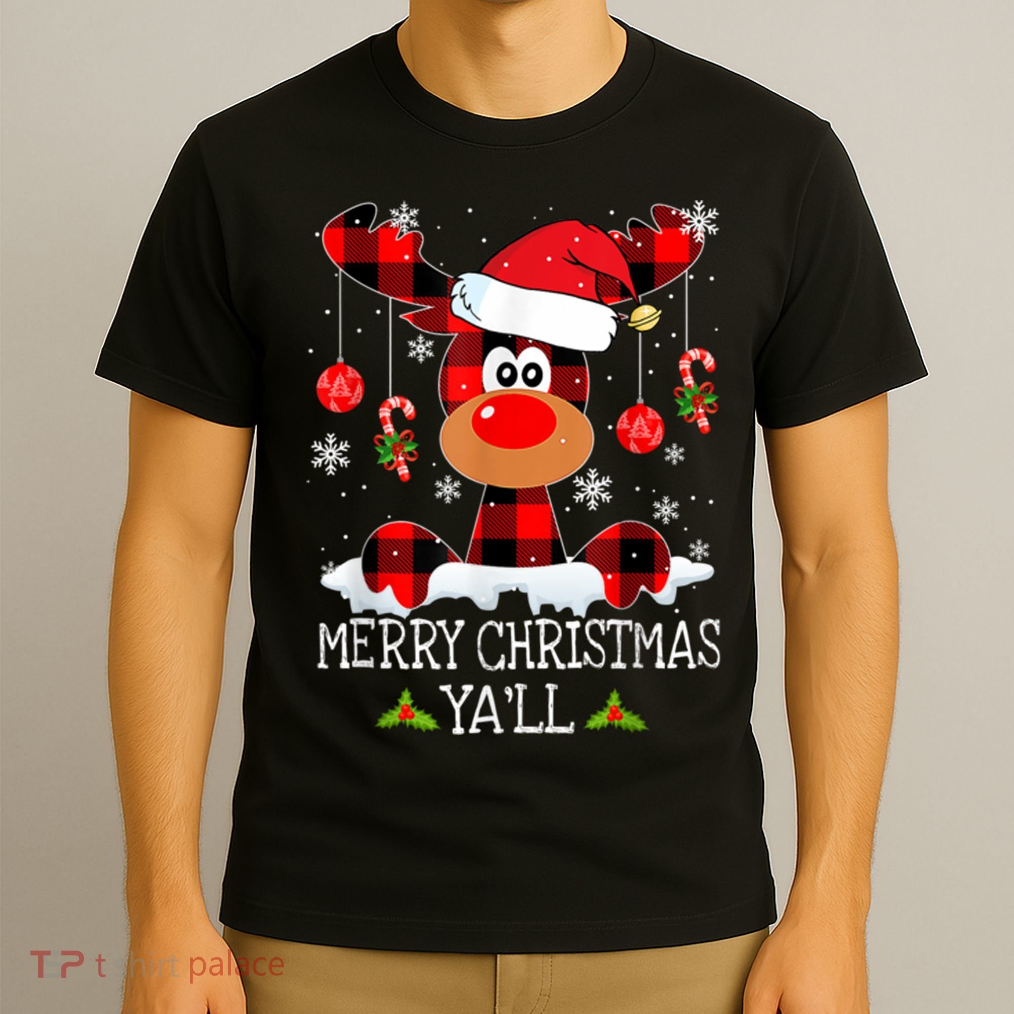 Merry Christmas Ya'll Cute Reindeer T-Shirt