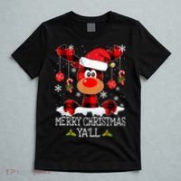 Merry Christmas Ya'll Cute Reindeer T-Shirt thumb 5