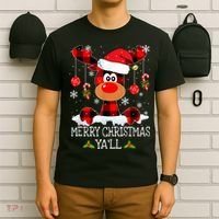 Merry Christmas Ya'll Cute Reindeer T-Shirt thumb 6