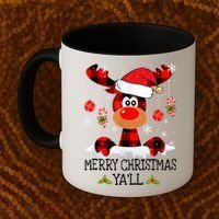 Merry Christmas Ya'll Cute Reindeer Coffee Mug thumb 2
