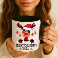 Merry Christmas Ya'll Cute Reindeer Coffee Mug thumb 3