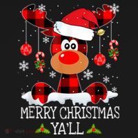 Merry Christmas Ya'll Cute Reindeer Polo thumb 3