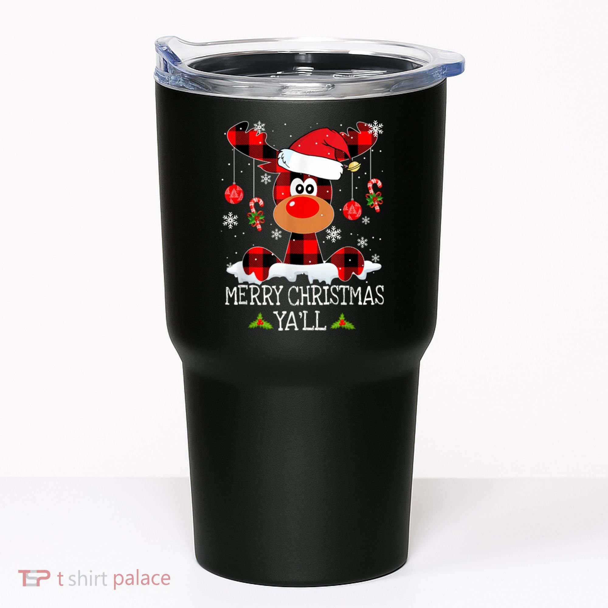 Merry Christmas Ya'll Cute Reindeer Tumbler