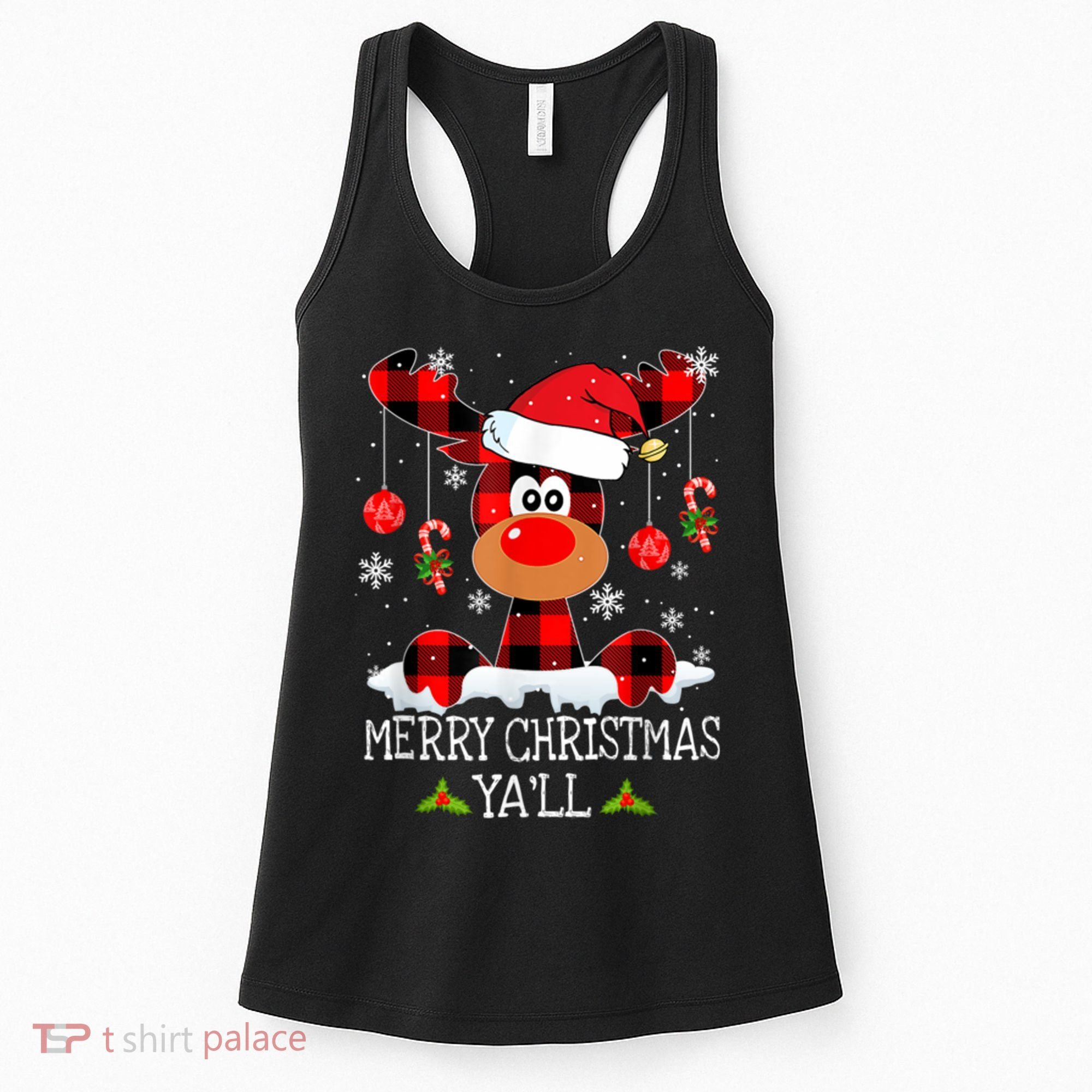Merry Christmas Ya'll Cute Reindeer Women's Tank Top